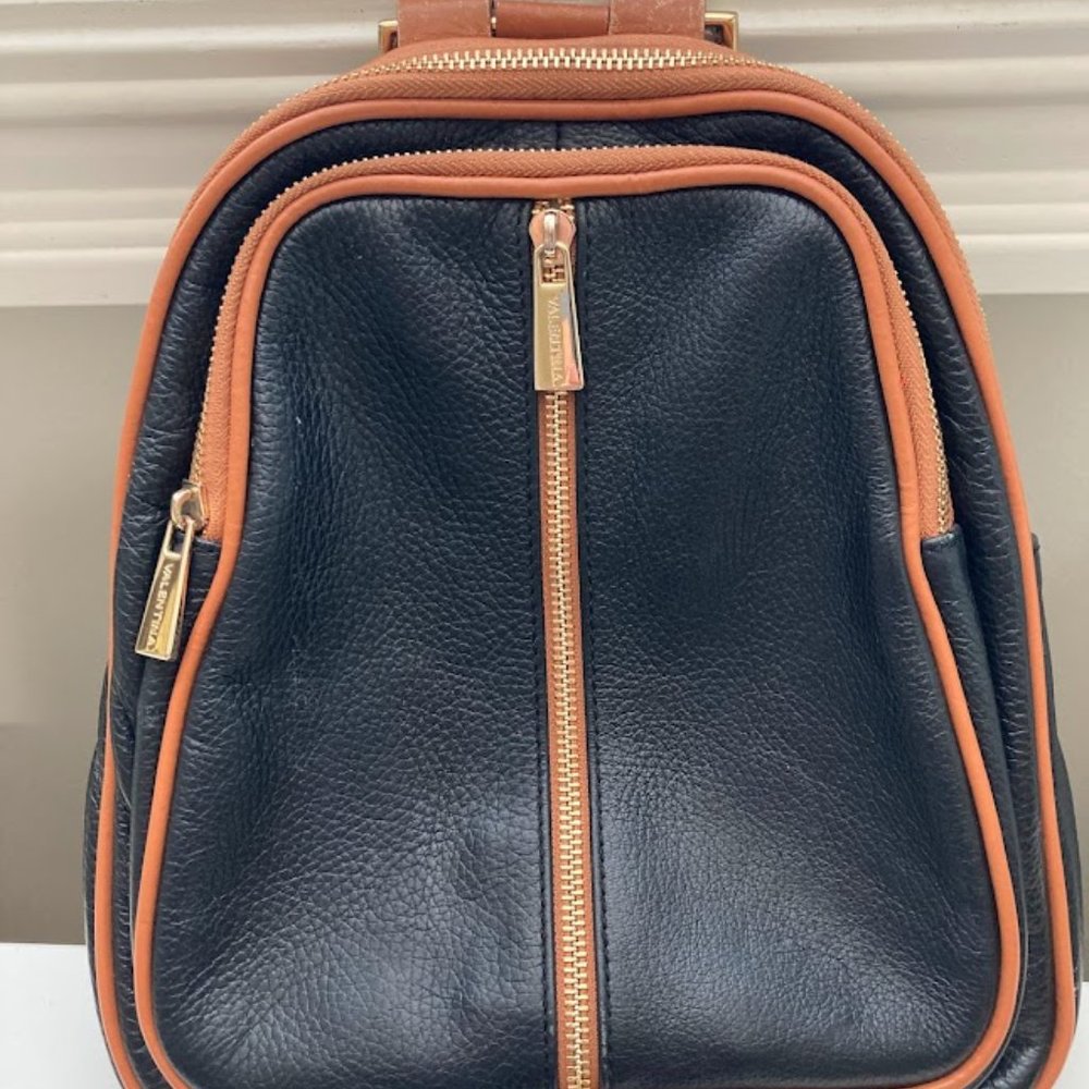 VALENTINA ITALY GENUINE LEATHER BLACK BAG BACKPACK/BAG